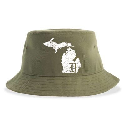 Vintage Detroit, Michigan Old English D Sustainable Bucket Hat