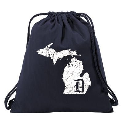 Vintage Detroit, Michigan Old English D Drawstring Bag