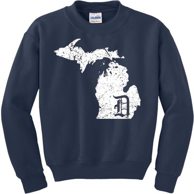 Vintage Detroit, Michigan Old English D Kids Sweatshirt