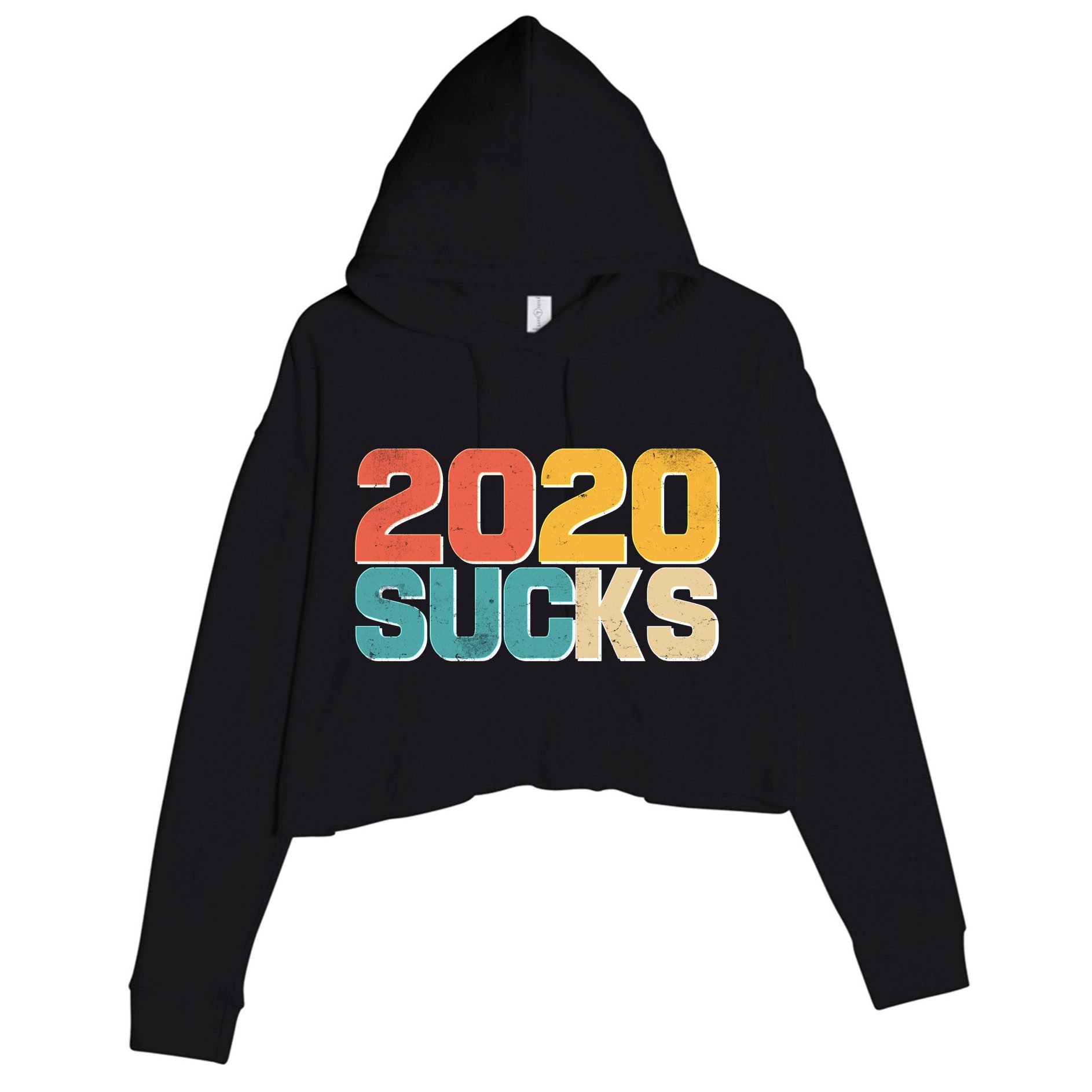 Vintage Distressed 2020 Sucks Crop Fleece Hoodie