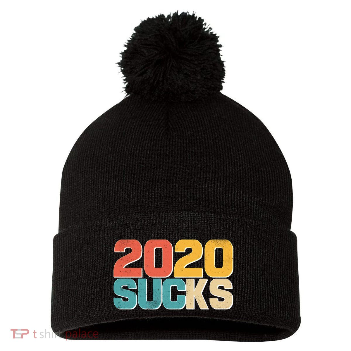 Vintage Distressed 2020 Sucks Pom Pom 12in Knit Beanie