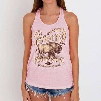 Vintage Do Not Pet The Fluffy Cows Women's Knotted Racerback Tank