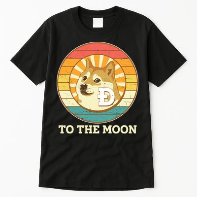 Vintage Dogecoin To The Moon Meme Emblem Tall T-Shirt