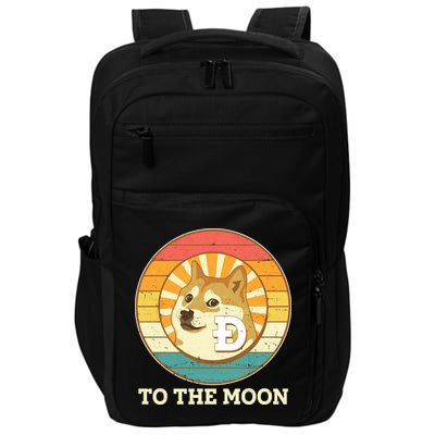 Vintage Dogecoin To The Moon Meme Emblem Impact Tech Backpack