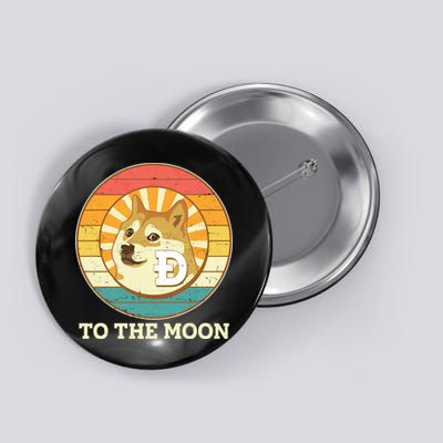 Vintage Dogecoin To The Moon Meme Emblem Button