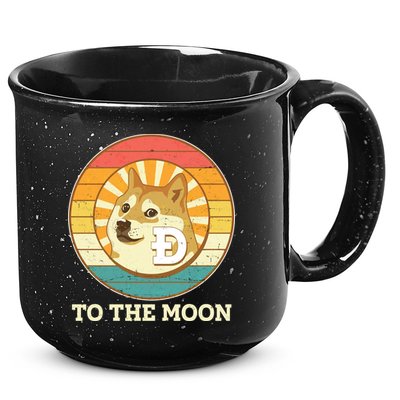 Vintage Dogecoin To The Moon Meme Emblem 15oz Campfire Ceramic Mug