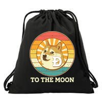Vintage Dogecoin To The Moon Meme Emblem Drawstring Bag