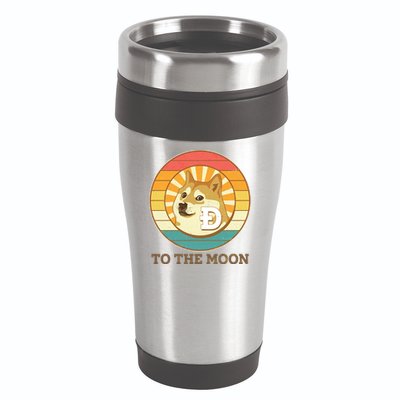 Vintage Dogecoin To The Moon Meme Emblem 16oz Travel Tumbler