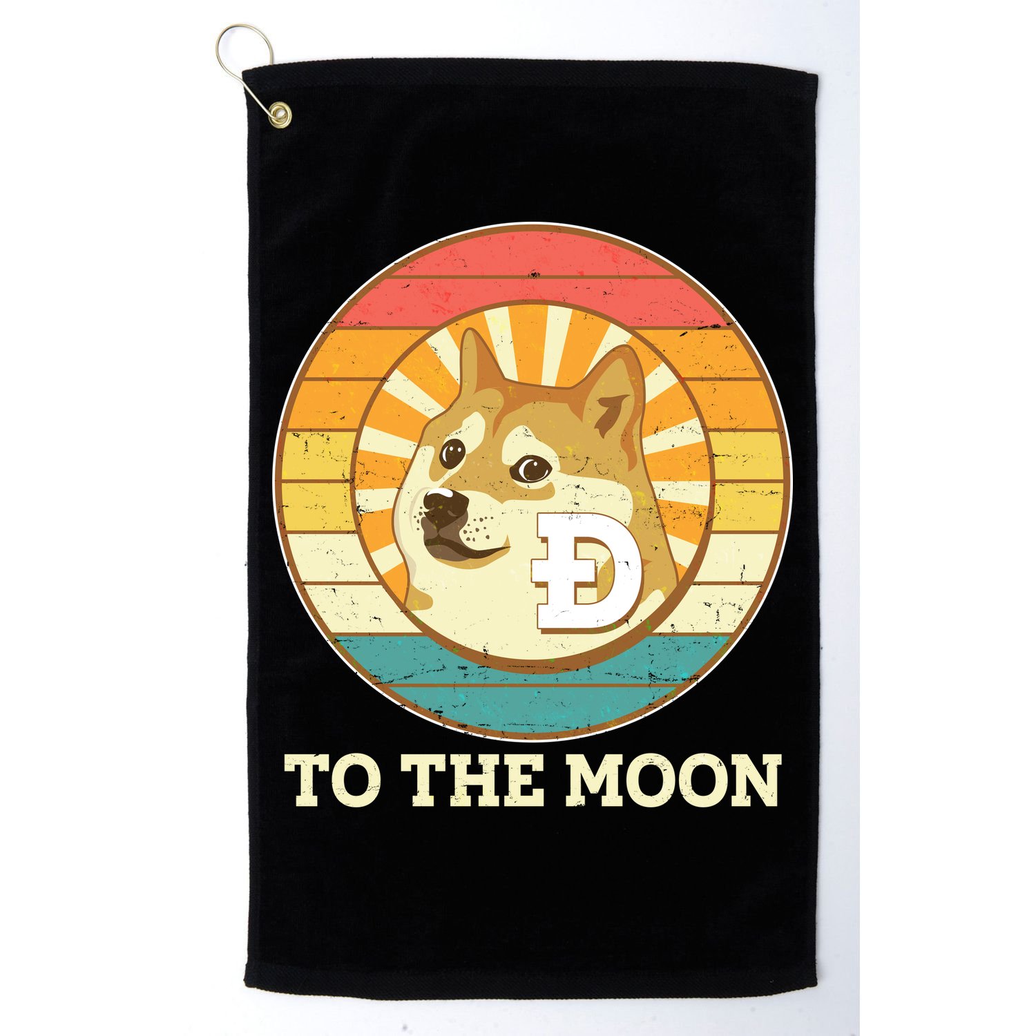 Vintage Dogecoin To The Moon Meme Emblem Golf Towel