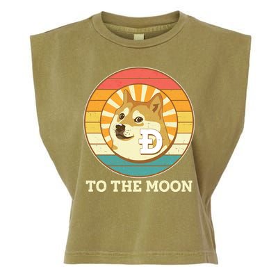 Vintage Dogecoin To The Moon Meme Emblem Garment-Dyed Women's Muscle Tee