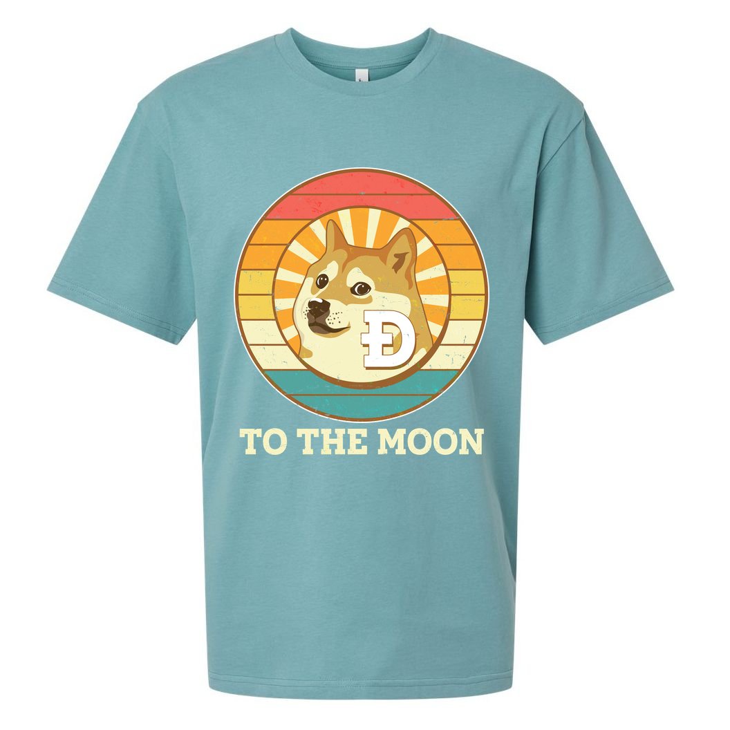 Vintage Dogecoin To The Moon Meme Emblem Sueded Cloud Jersey T-Shirt