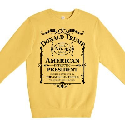 Vintage Donald Trump No 45 Bold MAGA Whisky Label  Premium Crewneck Sweatshirt