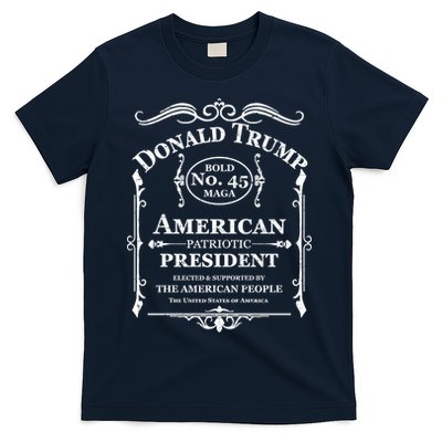 Vintage Donald Trump No 45 Bold MAGA Whisky Label  T-Shirt