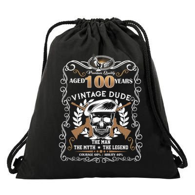 Vintage Dude Aged 100 Years Man Myth Legend 100th Birthday  Drawstring Bag