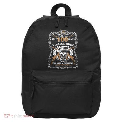 Vintage Dude Aged 100 Years Man Myth Legend 100th Birthday  16 in Basic Backpack