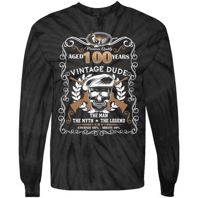 Vintage Dude Aged 100 Years Man Myth Legend 100th Birthday  Tie-Dye Long Sleeve Shirt