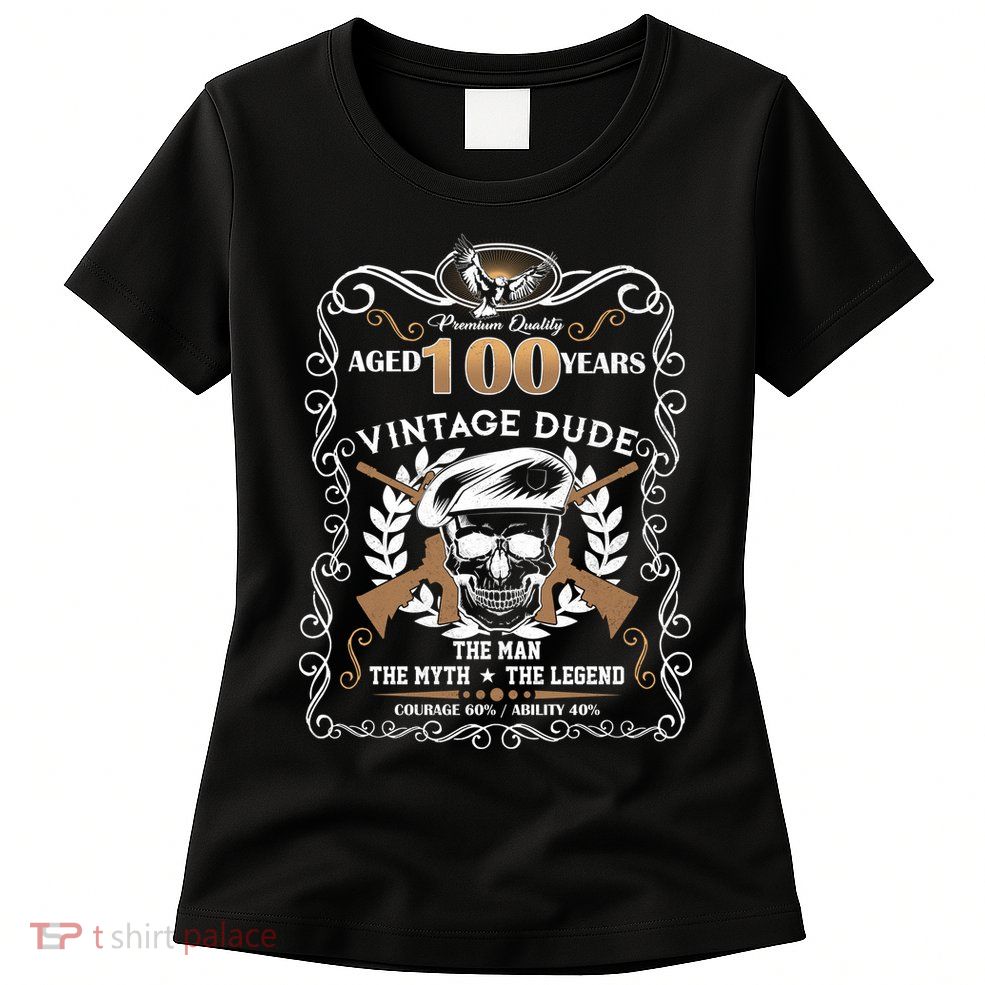 Vintage Dude Aged 100 Years Man Myth Legend 100th Birthday  Womens T-Shirt