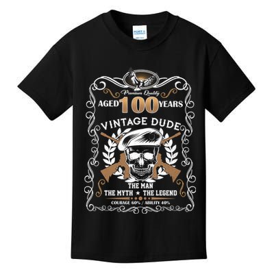 Vintage Dude Aged 100 Years Man Myth Legend 100th Birthday  Kids T-Shirt