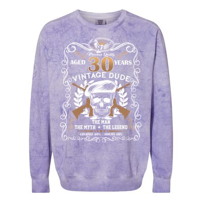 Vintage Dude Aged 30 Years Man Myth Legend 30th Birthday  Colorblast Crewneck Sweatshirt