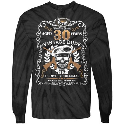 Vintage Dude Aged 30 Years Man Myth Legend 30th Birthday  Tie-Dye Long Sleeve Shirt