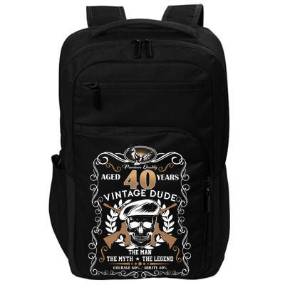 Vintage Dude Aged 40 Years Man Myth Legend 40th Birthday  Impact Tech Backpack