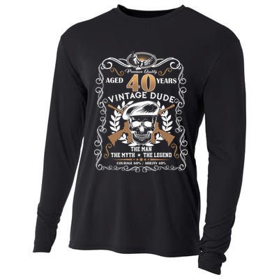 Vintage Dude Aged 40 Years Man Myth Legend 40th Birthday  Cooling Performance Long Sleeve Crew