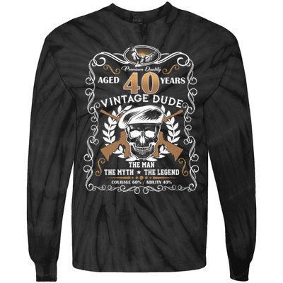 Vintage Dude Aged 40 Years Man Myth Legend 40th Birthday  Tie-Dye Long Sleeve Shirt