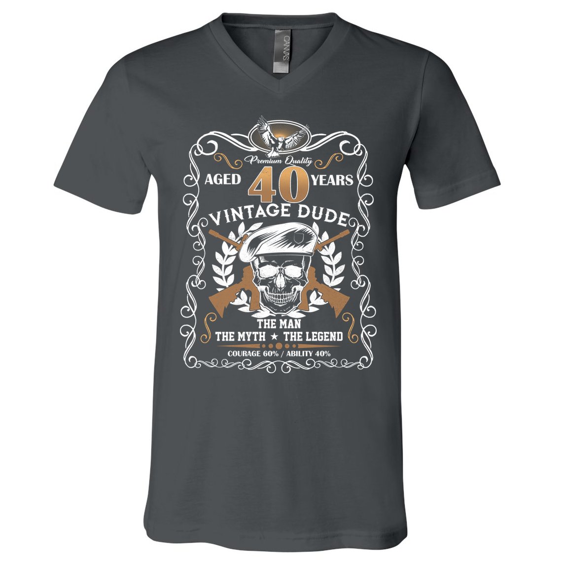 Vintage Dude Aged 40 Years Man Myth Legend 40th Birthday  V-Neck T-Shirt