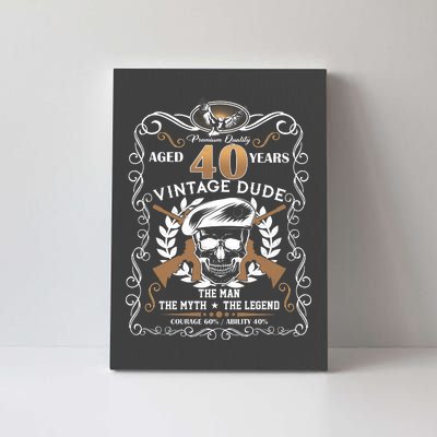 Vintage Dude Aged 40 Years Man Myth Legend 40th Birthday  Canvas