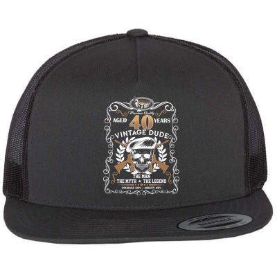 Vintage Dude Aged 40 Years Man Myth Legend 40th Birthday  Flatbill Hat