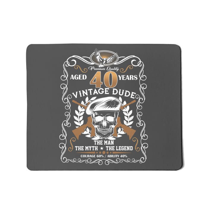 Vintage Dude Aged 40 Years Man Myth Legend 40th Birthday  Mousepad