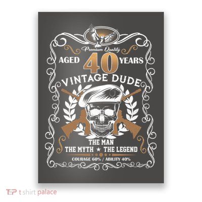 Vintage Dude Aged 40 Years Man Myth Legend 40th Birthday  Poster