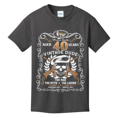 Vintage Dude Aged 40 Years Man Myth Legend 40th Birthday  Kids T-Shirt