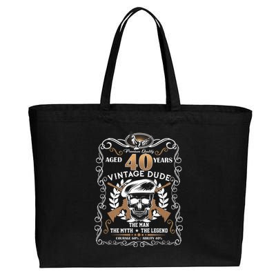 Vintage Dude Aged 40 Years Man Myth Legend 40th Birthday  Cotton Canvas Jumbo Tote