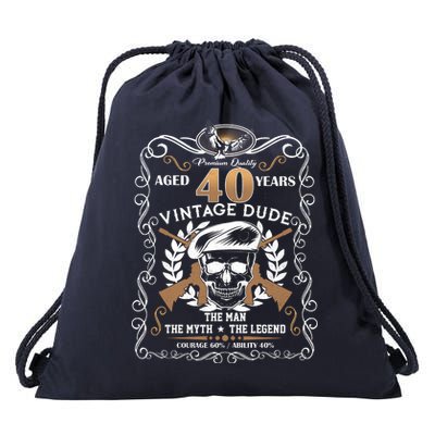 Vintage Dude Aged 40 Years Man Myth Legend 40th Birthday  Drawstring Bag