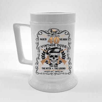 Vintage Dude Aged 40 Years Man Myth Legend 40th Birthday  Beer Stein