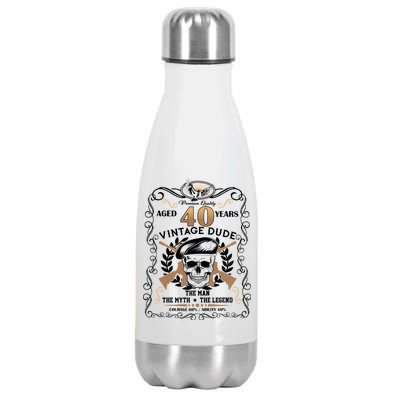 Vintage Dude Aged 40 Years Man Myth Legend 40th Birthday  Stainless Steel Insulated Water Bottle