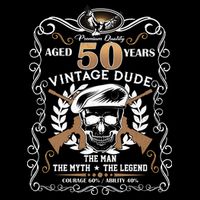 Vintage Dude Aged 50 Years Man Myth Legend 50th Birthday Doggie Tank