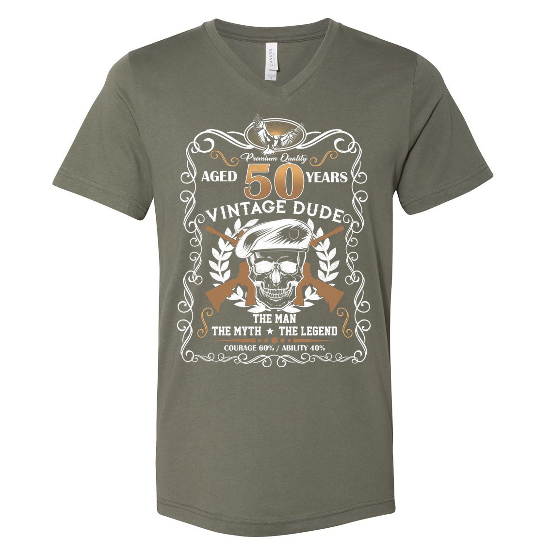 Vintage Dude Aged 50 Years Man Myth Legend 50th Birthday V-Neck T-Shirt