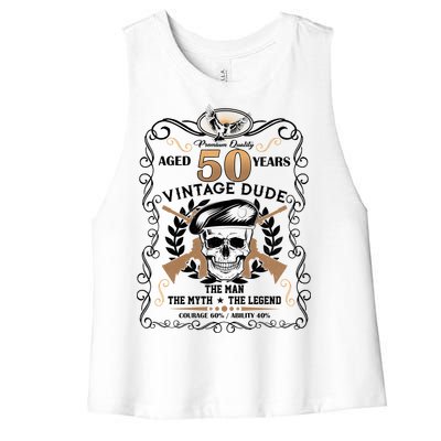 Vintage Dude Aged 50 Years Man Myth Legend 50th Birthday Women's Racerback Cropped Tank