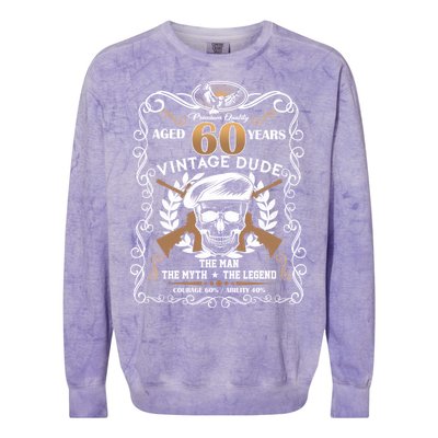 Vintage Dude Aged 60 Years Man Myth Legend 60th Birthday Colorblast Crewneck Sweatshirt