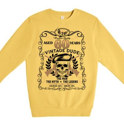 Vintage Dude Aged 60 Years Man Myth Legend 60th Birthday Premium Crewneck Sweatshirt