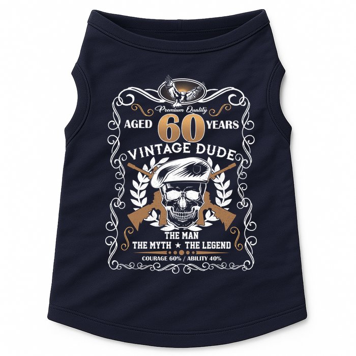 Vintage Dude Aged 60 Years Man Myth Legend 60th Birthday Doggie Tank
