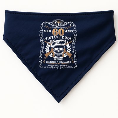 Vintage Dude Aged 60 Years Man Myth Legend 60th Birthday USA-Made Doggie Bandana