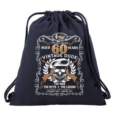 Vintage Dude Aged 60 Years Man Myth Legend 60th Birthday Drawstring Bag