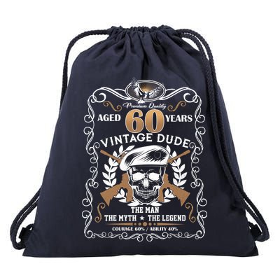 Vintage Dude Aged 60 Years Man Myth Legend 60th Birthday Drawstring Bag