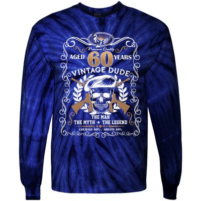 Vintage Dude Aged 60 Years Man Myth Legend 60th Birthday Tie-Dye Long Sleeve Shirt