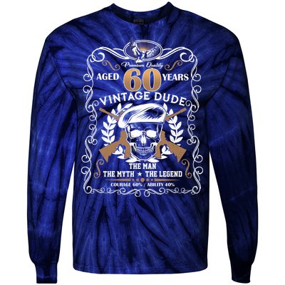 Vintage Dude Aged 60 Years Man Myth Legend 60th Birthday Tie-Dye Long Sleeve Shirt