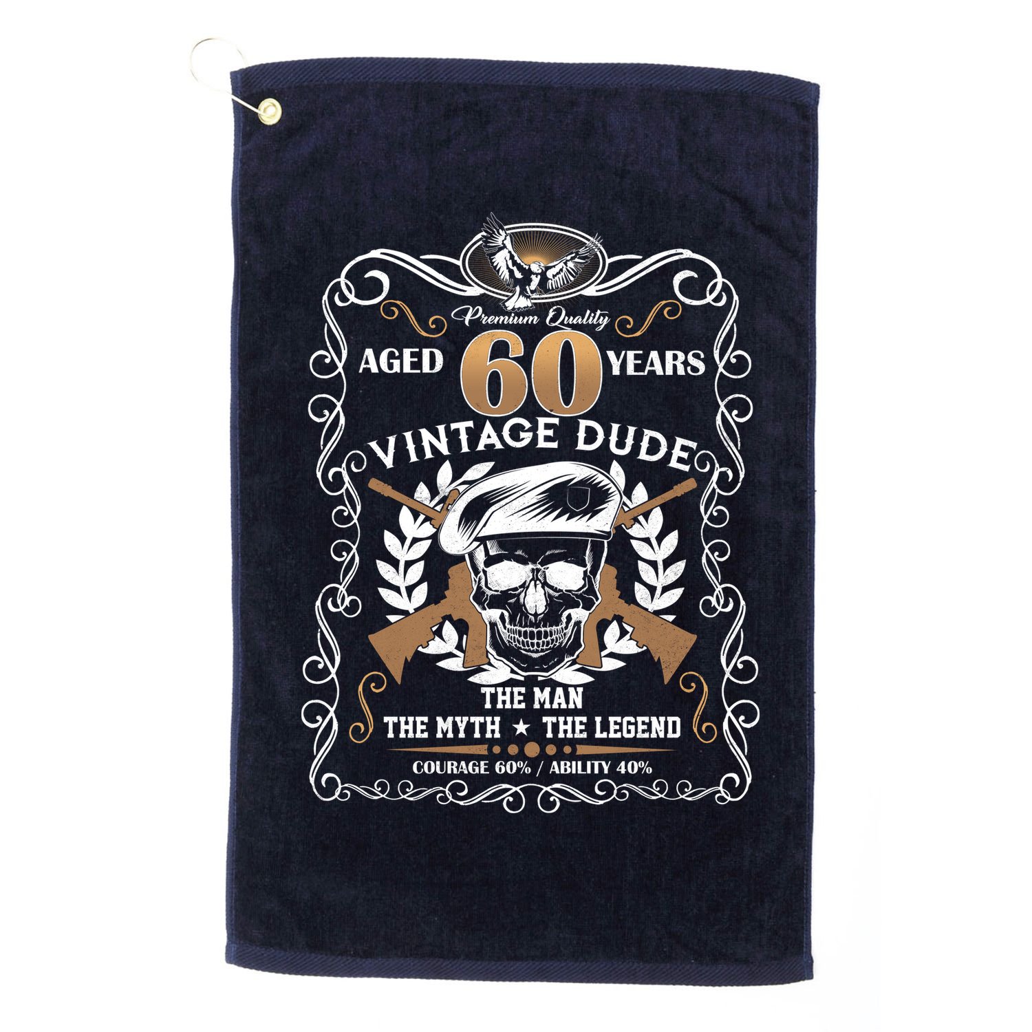 Vintage Dude Aged 60 Years Man Myth Legend 60th Birthday Golf Towel