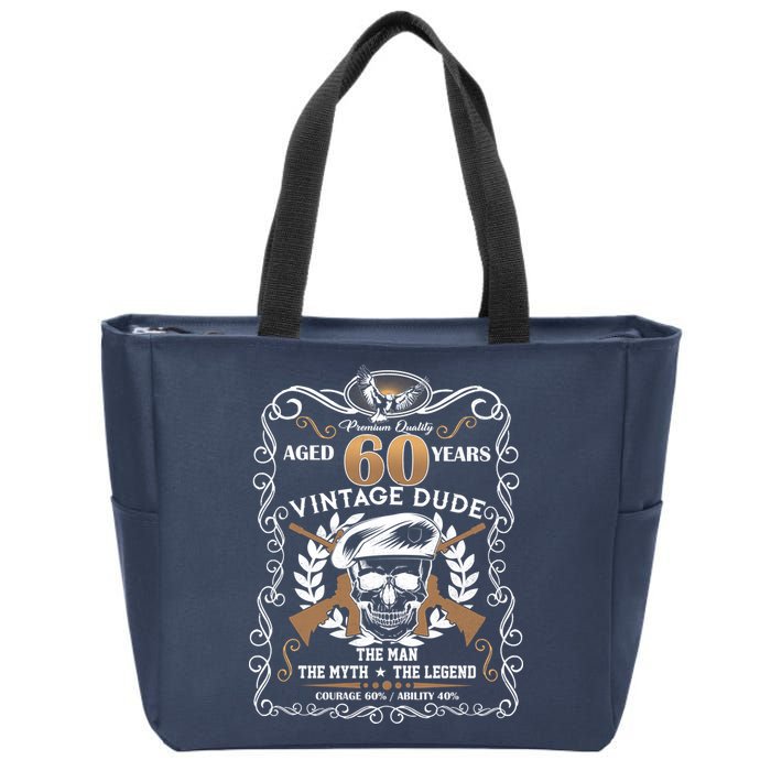 Vintage Dude Aged 60 Years Man Myth Legend 60th Birthday Zip Tote Bag